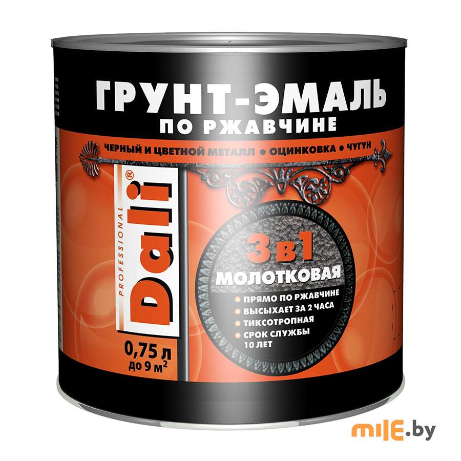 Молотковая грунт-эмаль по ржавчине Dali серебристый 0,75 л