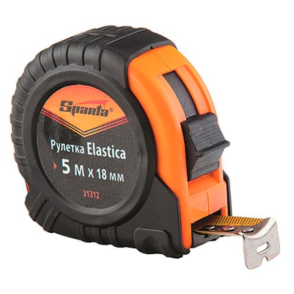 Рулетка Elastica, 5 м х 18 мм, обрезиненный корпус Sparta 31312