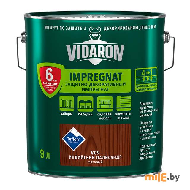 Импрегнат для дерева Vidaron V 09 матовый 9 л (индийский палисандр)