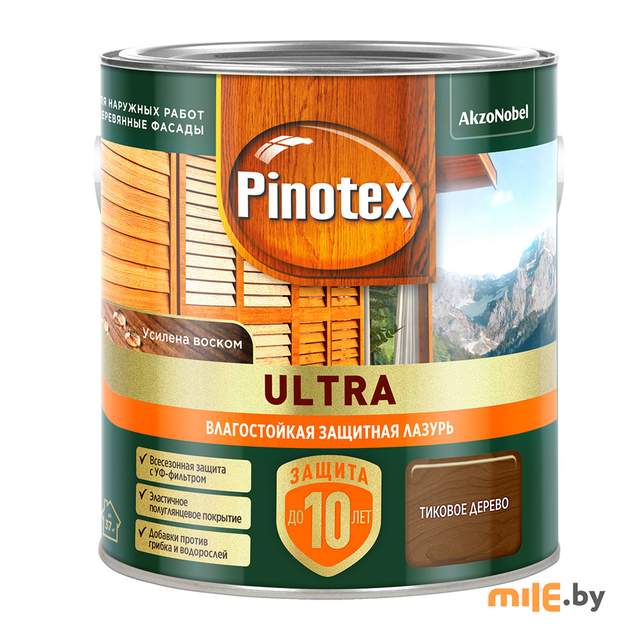 Влагостойкая лазурь Pinotex Ultra (5803607) тиковое дерево 2,5 л
