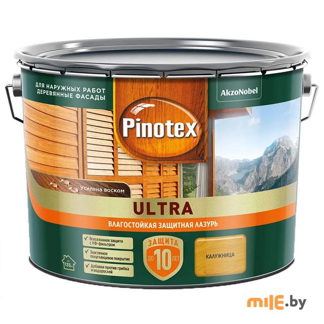 Влагостойкая лазурь Pinotex Ultra (5803412) калужница 9 л