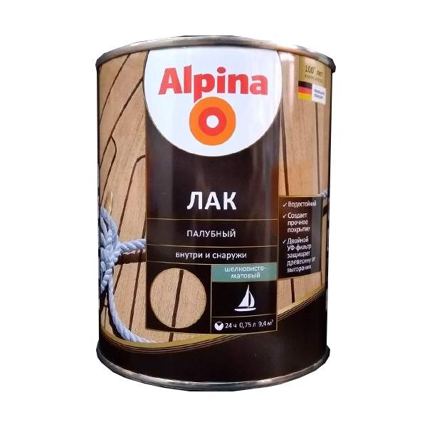 Лак АУ Alpina Лак палубный шелковисто-матовый 0,75 л/0,67 кг