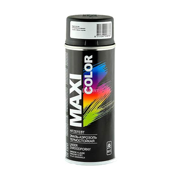 Аэрозольная эмаль Maxi Color термостойкая 400 мл (чёрный)