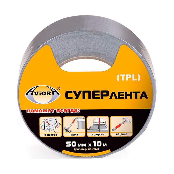 Лента Aviora 302-090 (10 м х 50 мм) серый