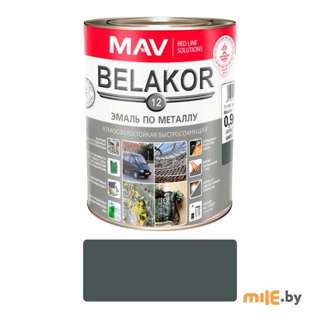 Эмаль BELAKOR по металлу атмосферостойкая быстросохнущая 12 RAL 7012 Мокрый асфальт 1 л (0,9 кг)