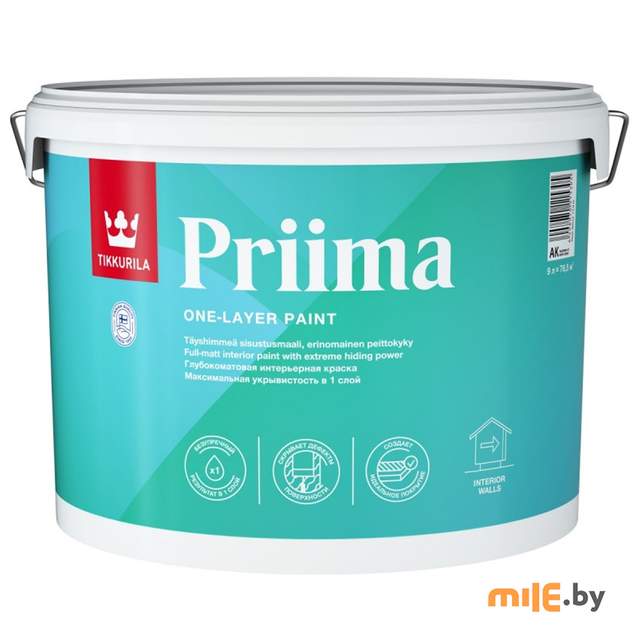 Краска под колеровку интерьерная Tikkurila Priima C 9 л