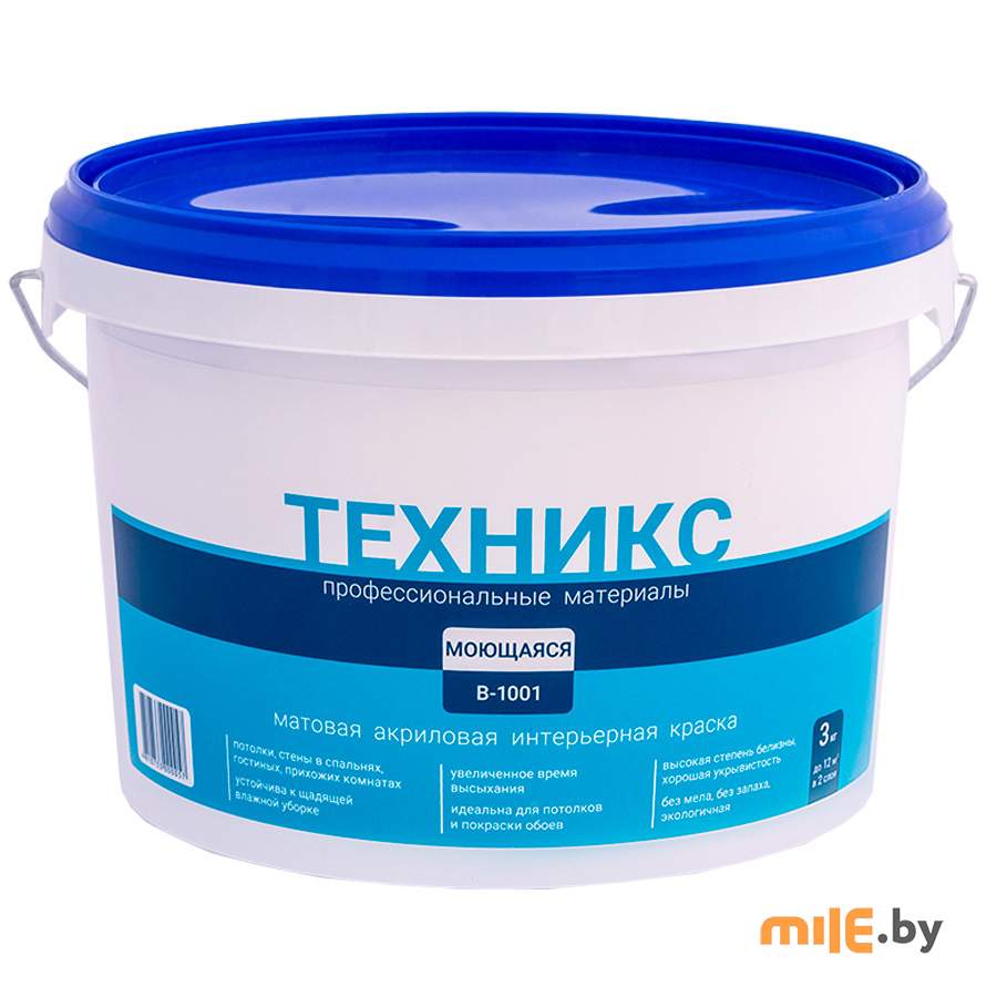 Краска Техникс Моющаяся В-1001 P (белая) 3 кг