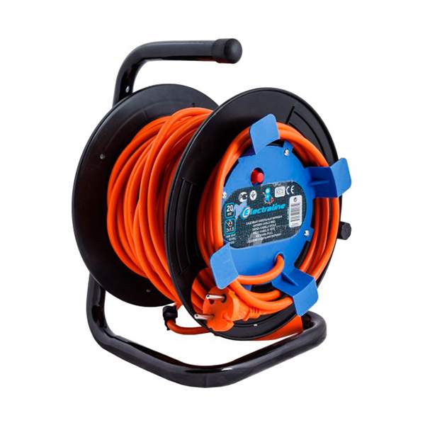 Удлинитель Electraline на катушке 1P кабель ПВС 2x1,5 20м 49061