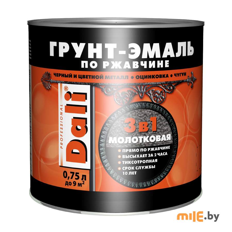 Молотковая грунт-эмаль по ржавчине Dali коричневый 0,75 л