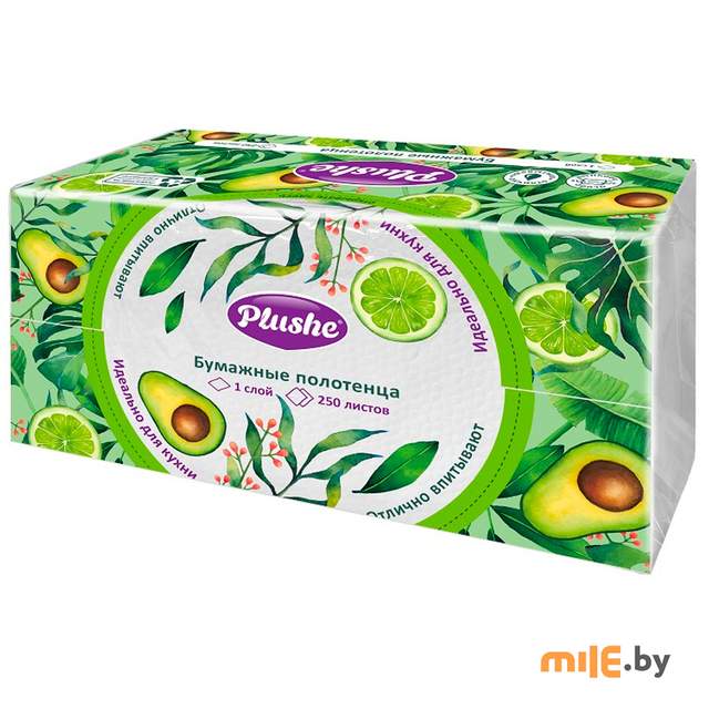 Полотенце бумажное Plushe Home V-сложения 1сл. 250л./16