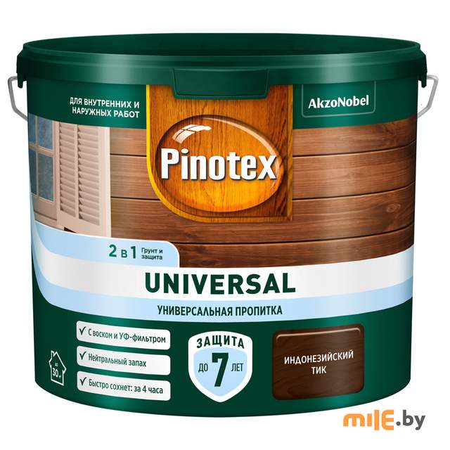 Пропитка Pinotex Universal 2 в 1 Индонезийский тик 9 л (5620468)