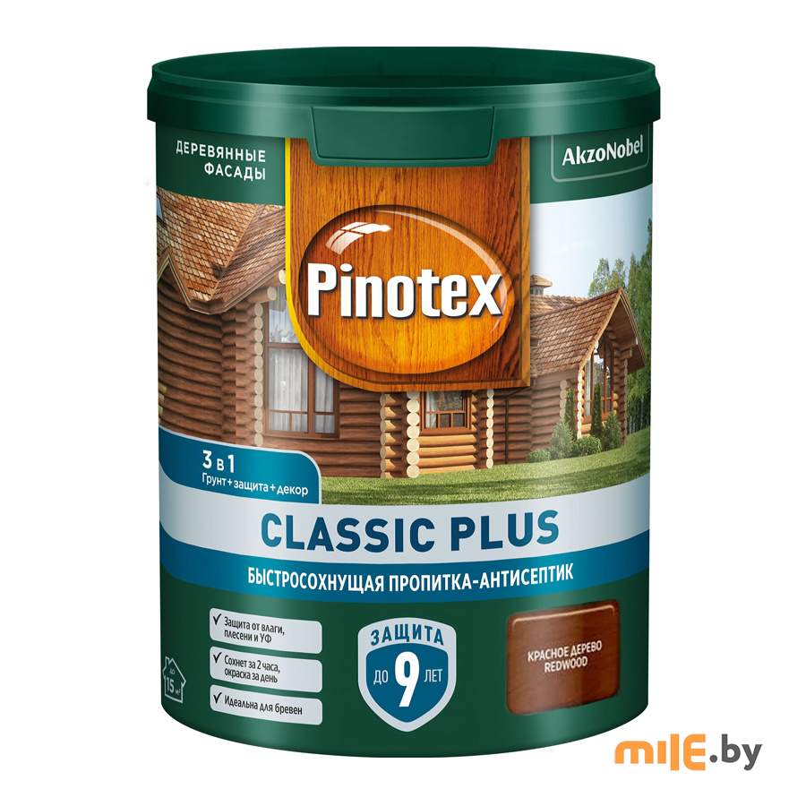 Антисептик Pinotex Classic Plus 3 в 1 (5727620) 0,9 л красное дерево