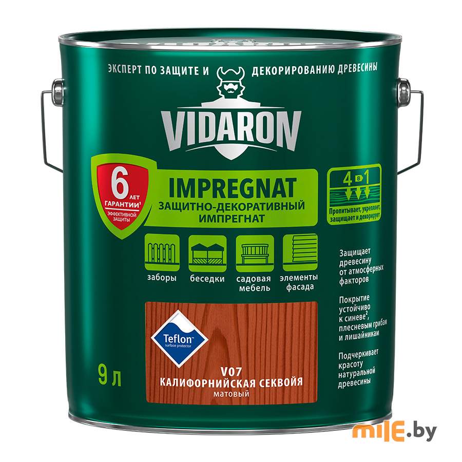 Импрегнат для дерева Vidaron V 07 матовый 9 л (калифорнийская секвойя)