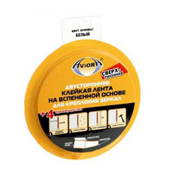 Лента Aviora двусторонняя 302-063 (10 м х 19 мм) белый