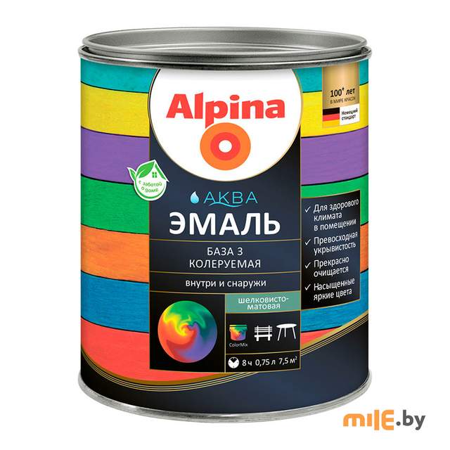 Эмаль акриловая Alpina АКВА шелковисто-матовая (0,85 л)