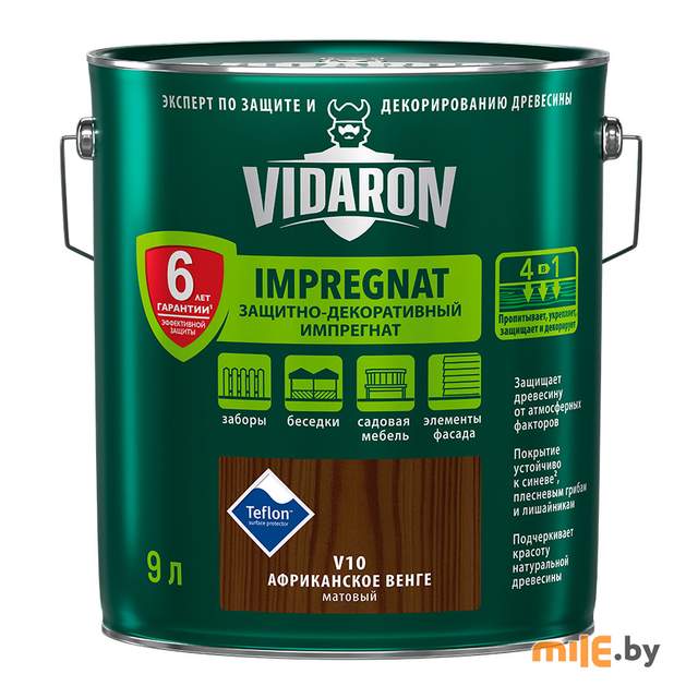 Импрегнат для дерева Vidaron V 10 матовый 9 л (африканское венге)