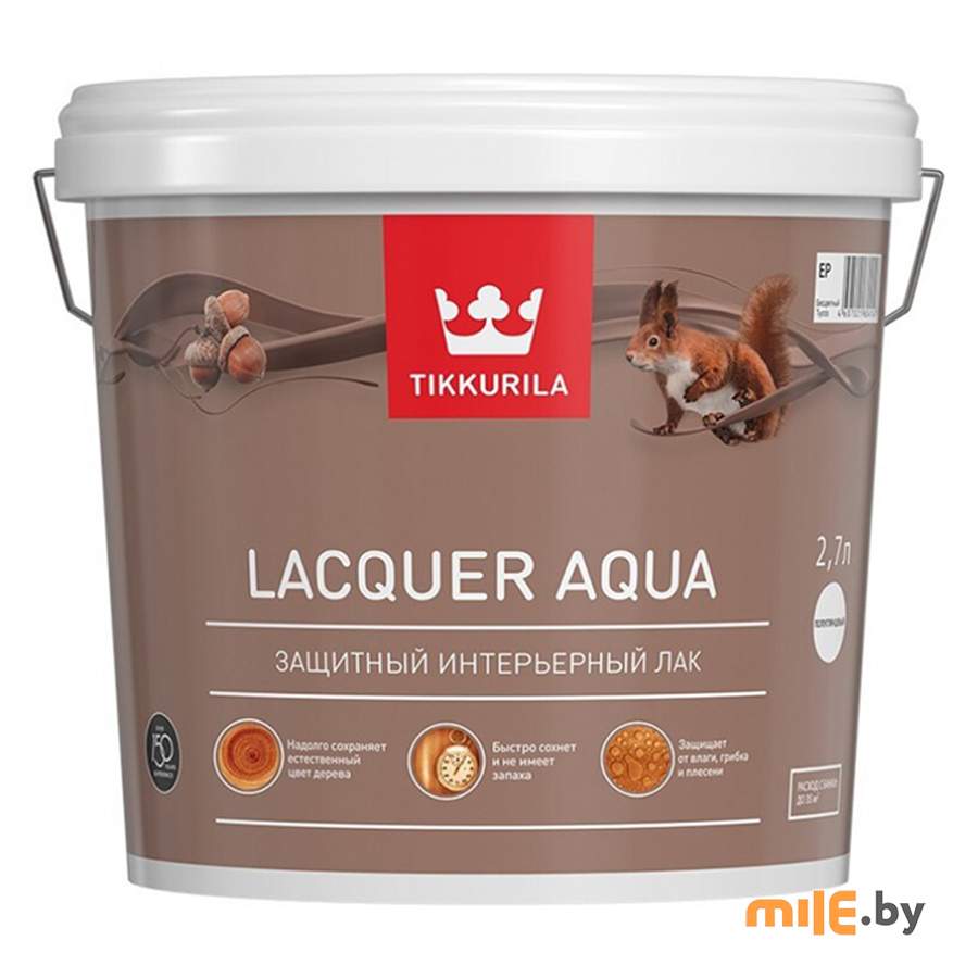 Лак Tikkurila Lacquer Aqua полуглянцевый 2,7 л (прозрачный)