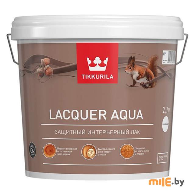 Лак Tikkurila Lacquer Aqua полуглянцевый 2,7 л (прозрачный)
