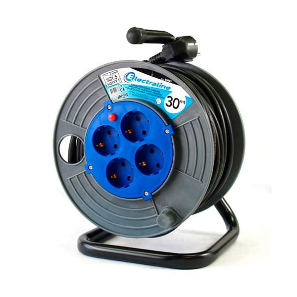 Удлинитель Electraline на катушке 4P кабель ПВС 3x1,5 30м с защитой от детей 49033