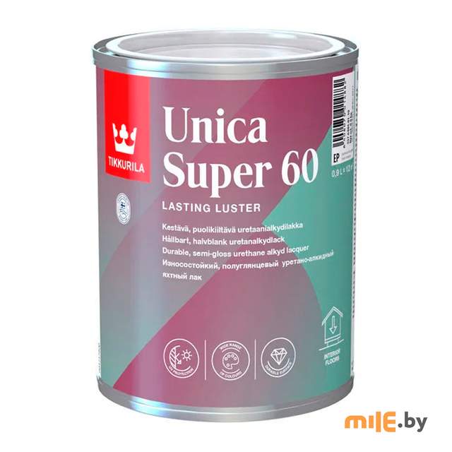 Лак Tikkurila Unica Super 60 полуглянцевый 0,9 л (прозрачный)