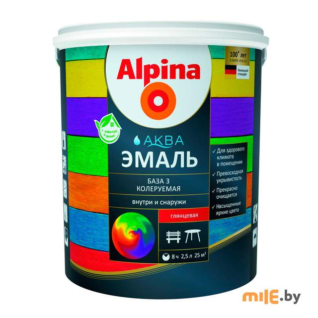 Эмаль акриловая Alpina АКВА глянцевая (2,35 л)