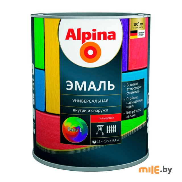 Эмаль Alpina универсальная База 1 глянцевая 2,5 л