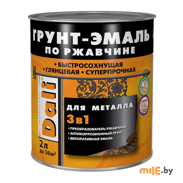 Грунт-эмаль по ржавчине Dali 3 в 1 серый графит (RAL 7024) 2 л