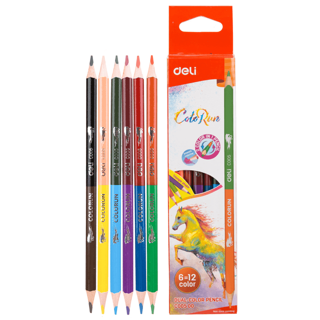 Цветные карандаши "ColoRun", двусторонние, 12 цветов