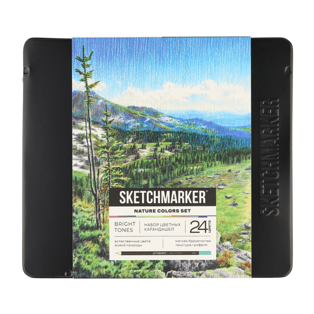 Набор карандашей цветных "Sketchmarker Природа", 24 цвета, в металлической коробке