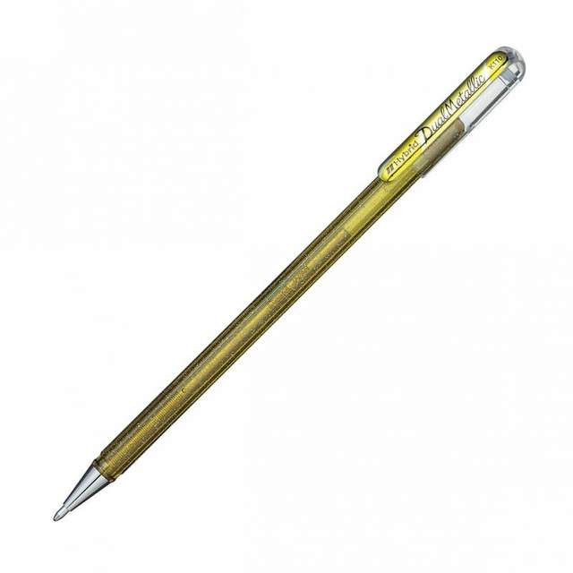 Ручка гелевая "Dual Metallic", 1.0 мм, золотистый, стерж. золотистый