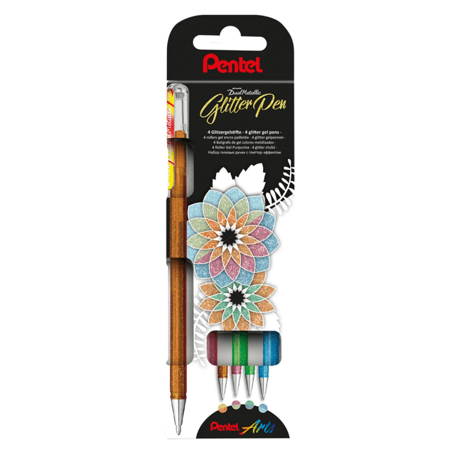Набор ручек гелевых "Pentel Dual Metallic", 4 шт, ассорти