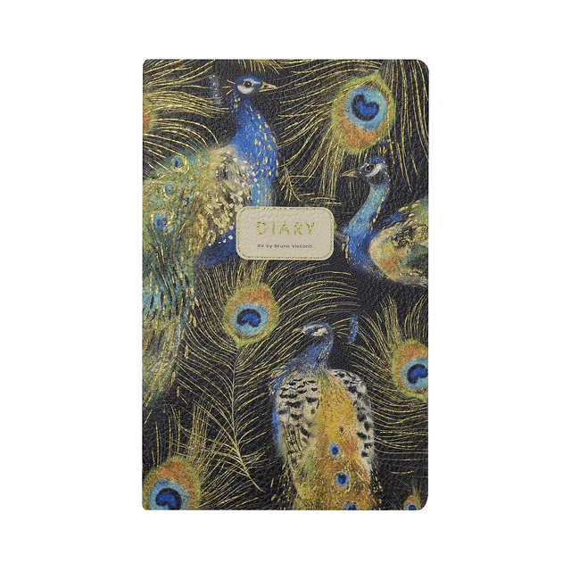 Ежедневник недатированный "Flora. Павлины", А5, 256 страниц, зеленый, синий