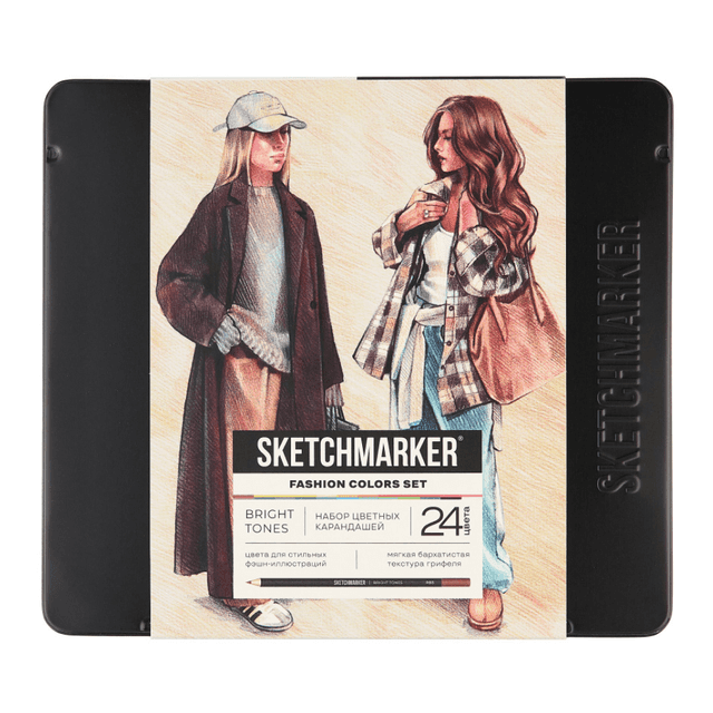 Набор карандашей цветных "Sketchmarker Мода", 24 цвета, в металлической коробке