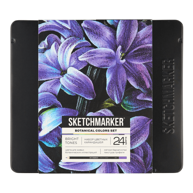 Набор карандашей цветных "Sketchmarker Ботаника", 24 цвета, в металлической коробке