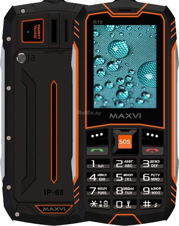 Телефон Maxvi R10 (черный/оранжевый)