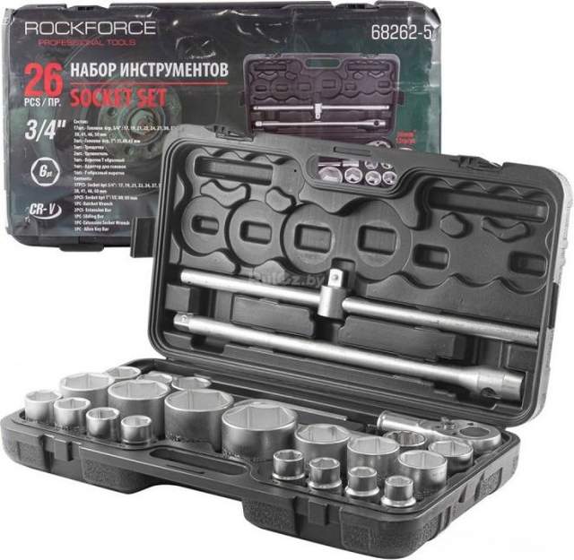 Набор трещотка с головками RockForce RF-68262-5 (26 предметов)