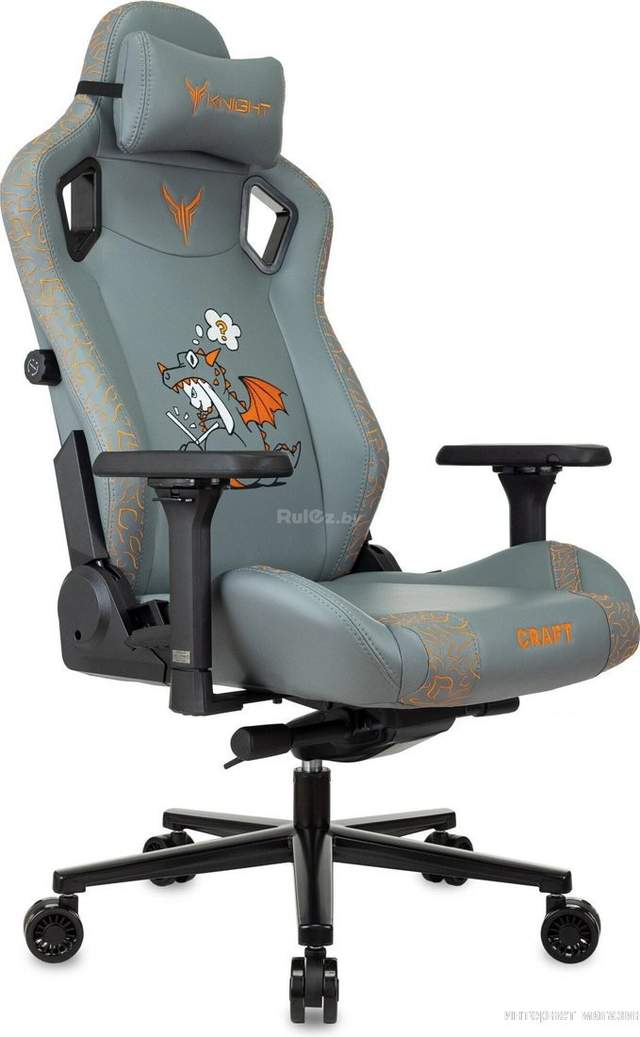 Игровое (геймерское) кресло Knight Craft Dragon (серый экокожа)