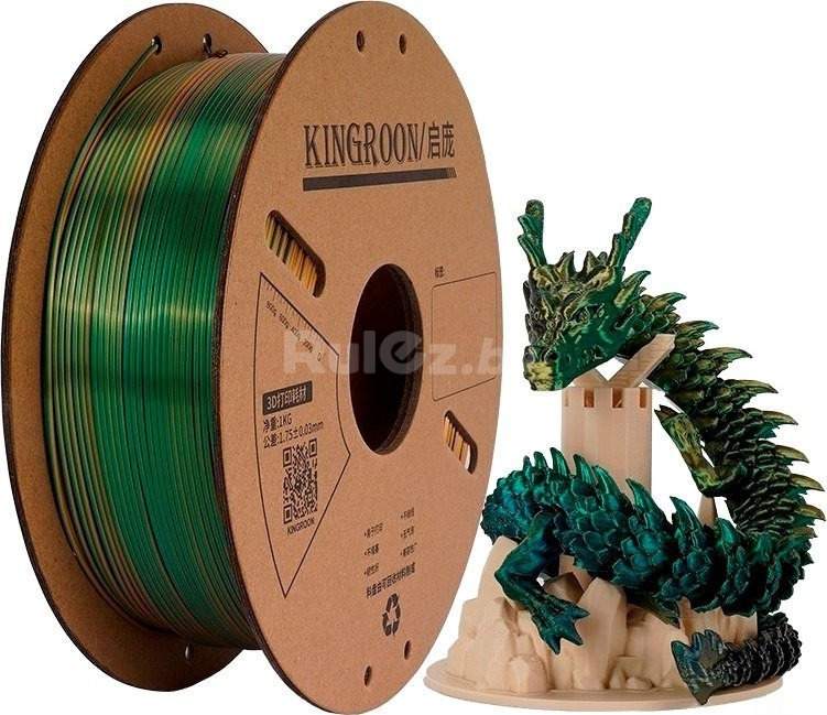 Пластик Kingroon PLA Tri Color Silk 1.75мм NSC031 (1кг, Golden-Green-Black)