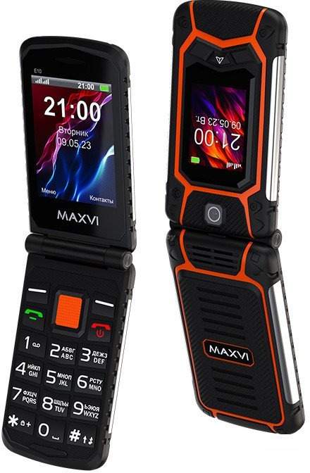 Кнопочный телефон Maxvi E10 (оранжевый)