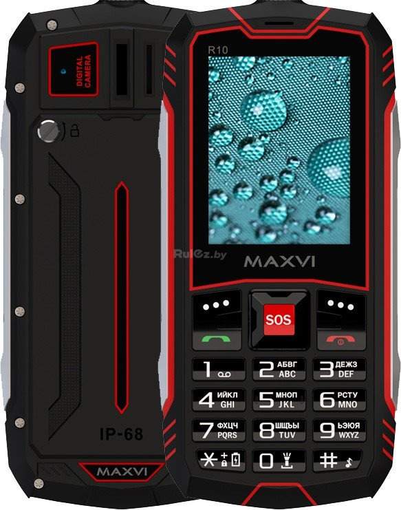 Телефон Maxvi R10 (черный/красный)