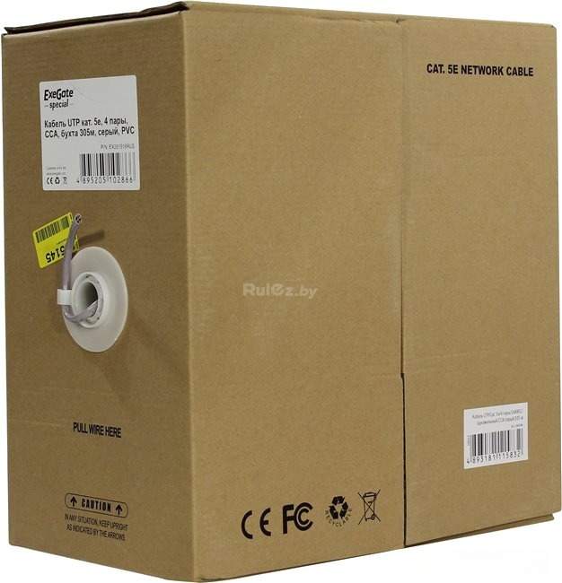 Кабель ExeGate UTP 5e 305m 261518 ExeGate Special UTP4-C5e-CCA-S26-IN-PVC-GY-305 EX261518RUS