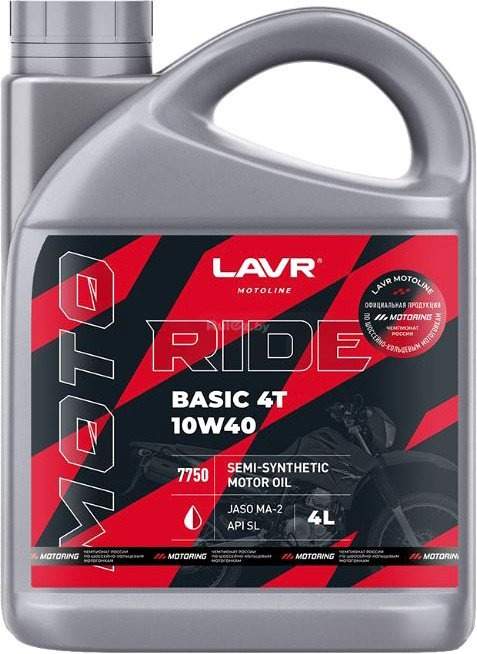Моторное масло Lavr Moto Ride Basic 4T 10W-40 SL 4л
