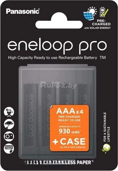 Аккумулятор Panasonic Eneloop Pro AAA BK-4HCDE/4CP+case (4 шт)