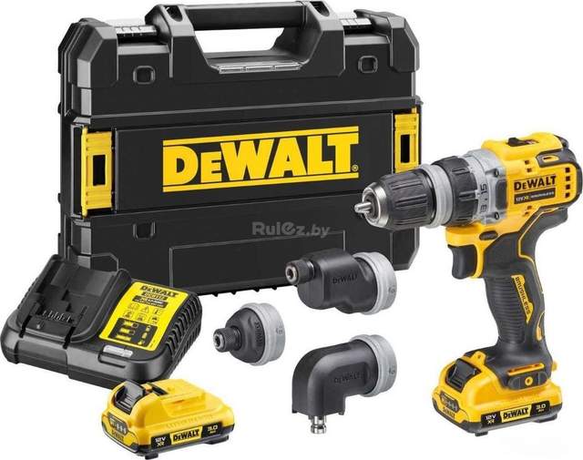 Дрель-шуруповерт DeWalt DCD703L2T (с 2-мя АКБ, кейс, набор патронов)