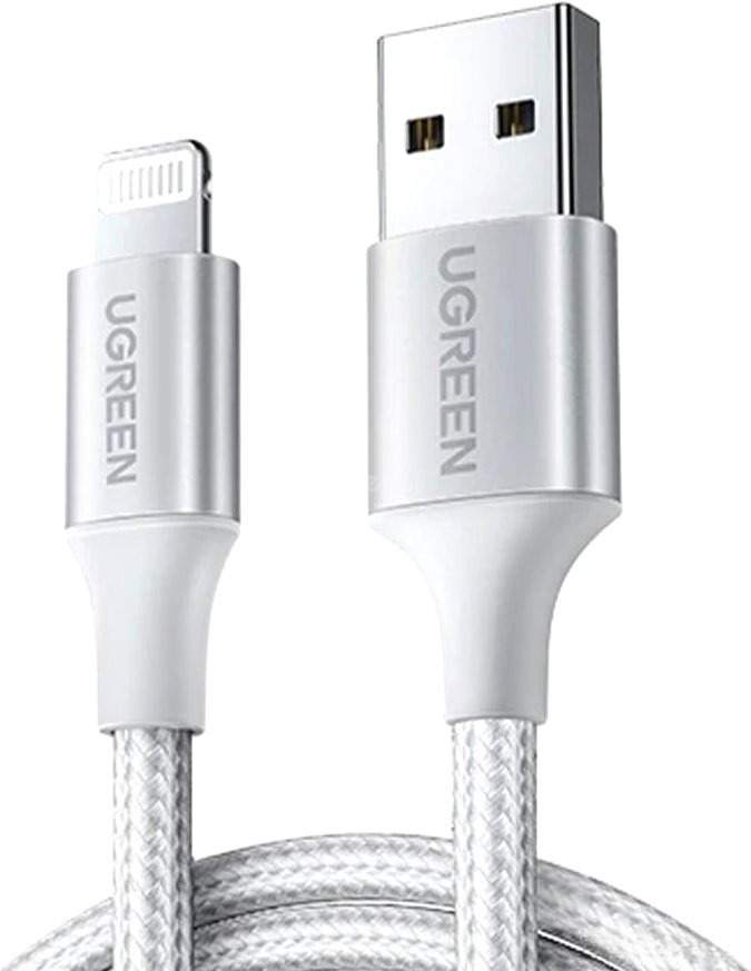 Кабель Ugreen US199 60161 Ugreen US199 60161 USB Type-A - Lightning (1 м, белый/серебристый)