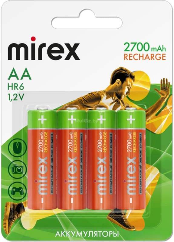 Аккумулятор Mirex AA 2700mAh 1 шт 23702-HR6-27-E4 Mirex AA 2700mAh 4 шт 23702-HR6-27-E4