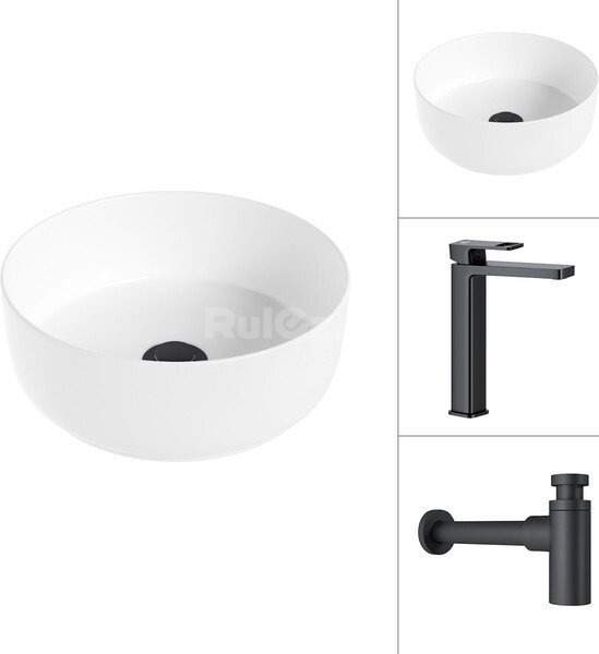 Умывальник Lauter 21499-31 + Cascade 21СК0655BS с сифоном 21635B (черный матовый)