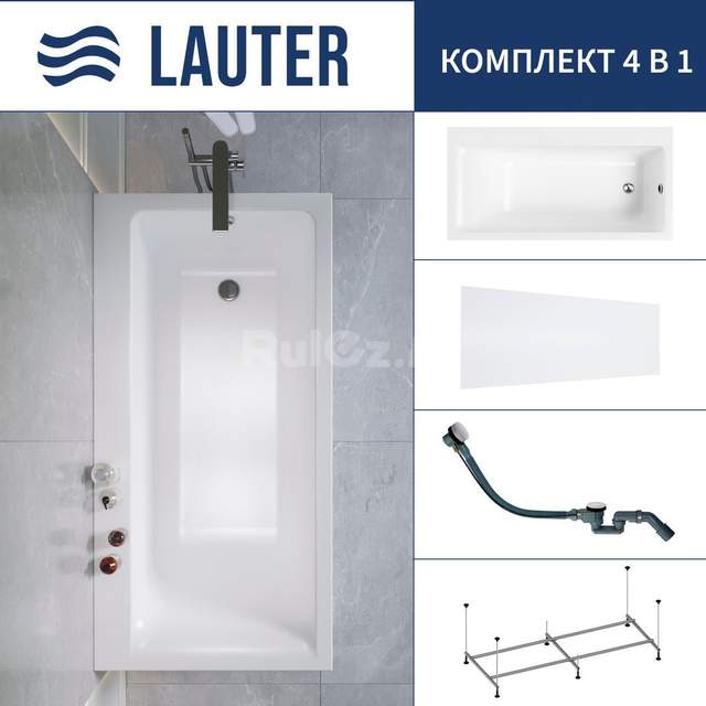 Ванна Lauter Seraphina 170x80 2112170R (с каркасом, лицевым экраноми и сифоном 21Y32002 белый)