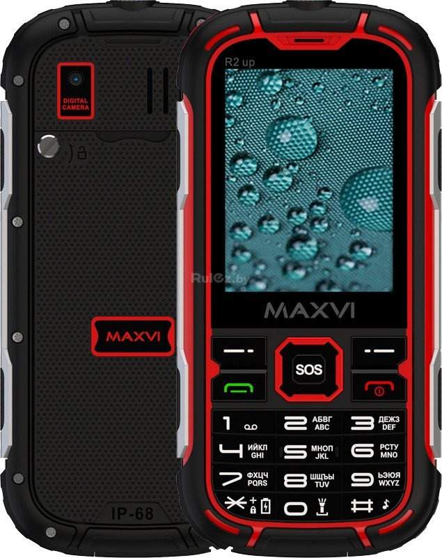 Телефон Maxvi R2 up (черный/красный)