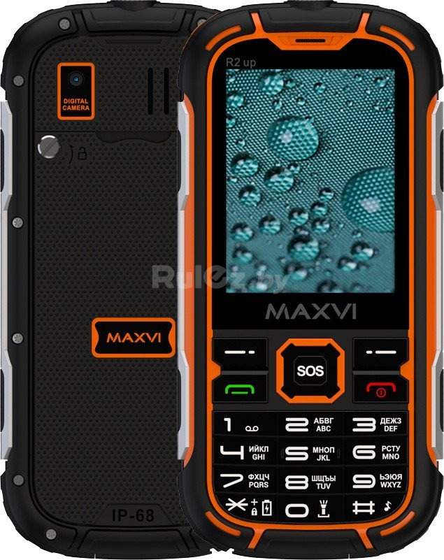 Телефон Maxvi R2 up (черный/оранжевый)